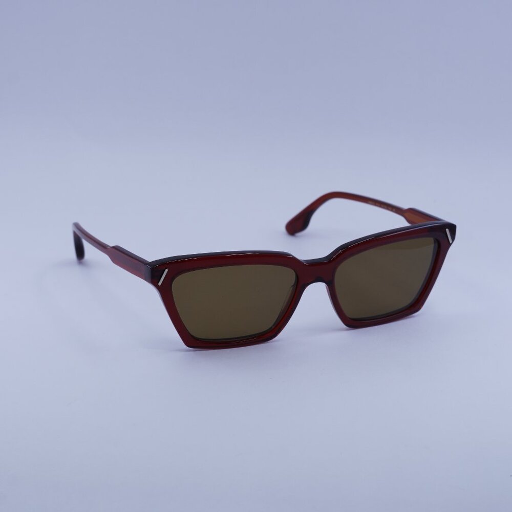 Victoria Beckham VB661S 610 Sunglasses Red Cat Eye Frame, Brown Lenses